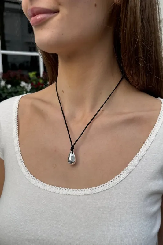 Black Cord Drop Necklace
