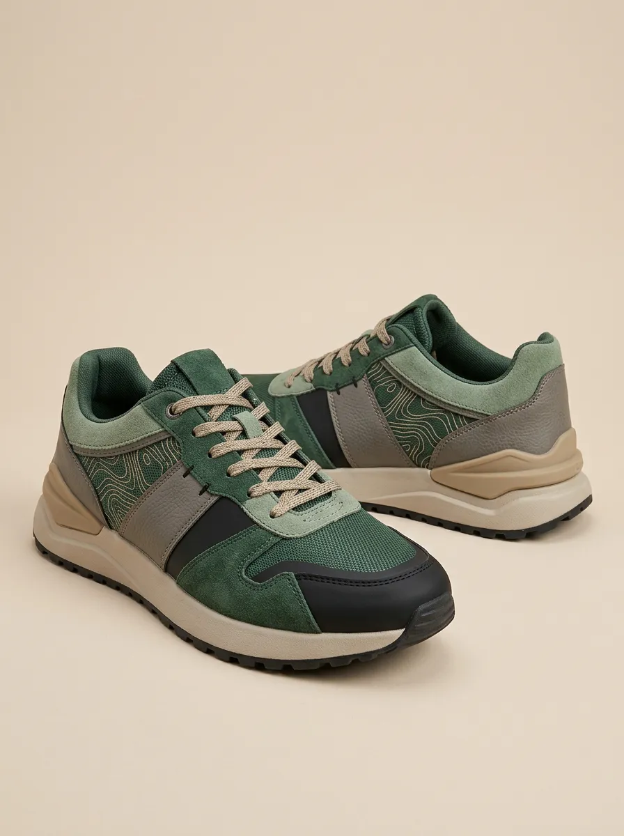 Men's Outdoor Enthusiast Topographic Map Print Sneakers