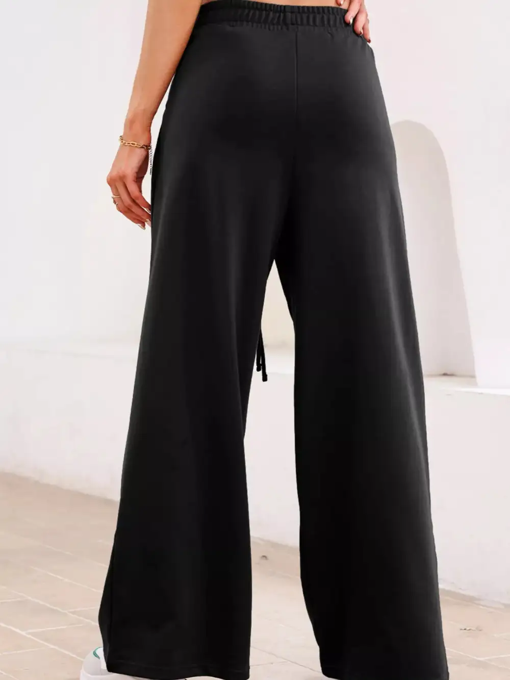 High Waist Drawstring Pocketed Pleated Casual Joggers