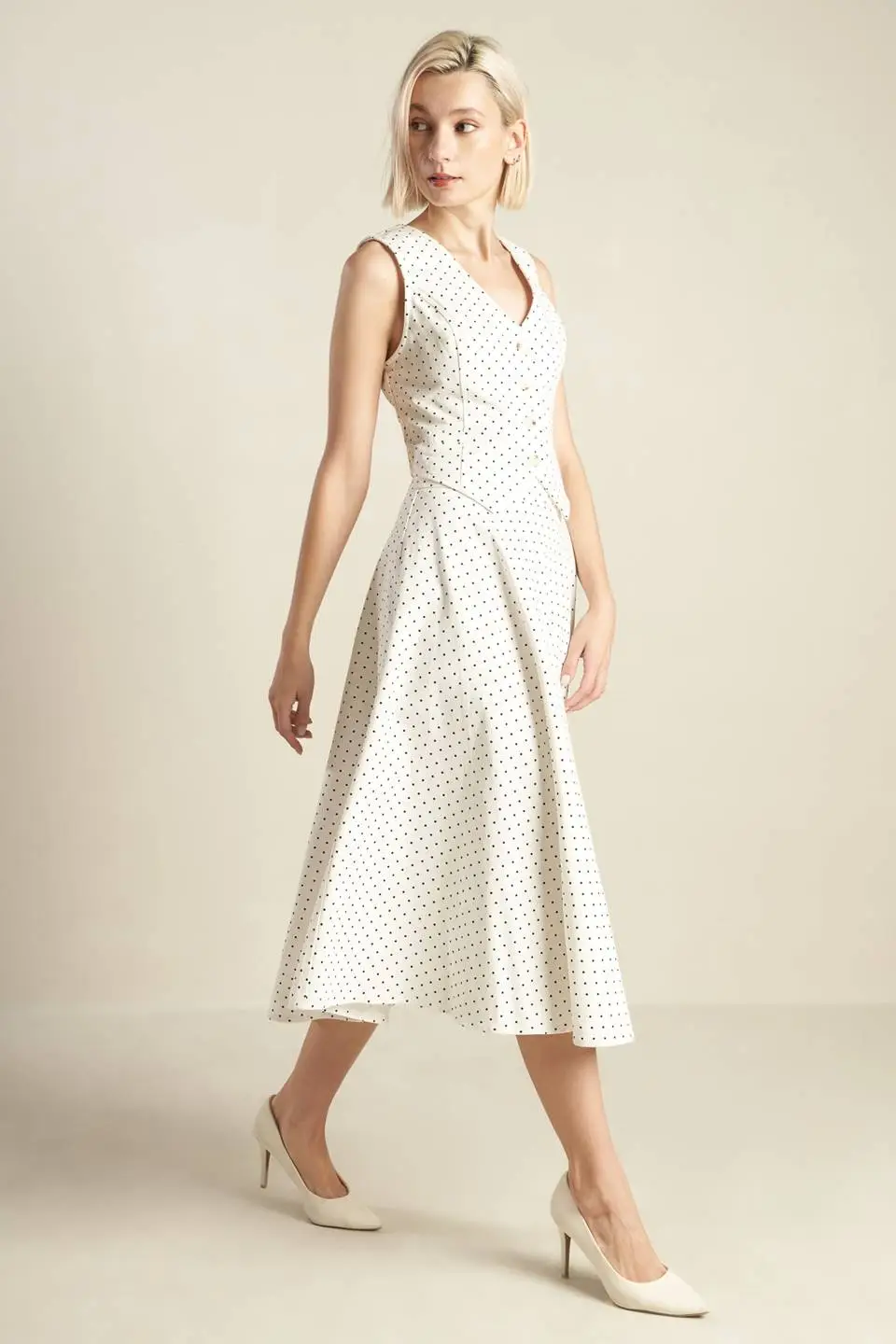 Relaxed Structure Sequin Polka Dot Midi Skirt