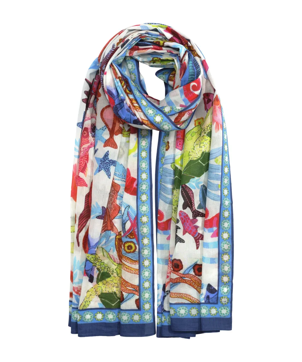 Cream Casual Style Underwater Seas Wrap