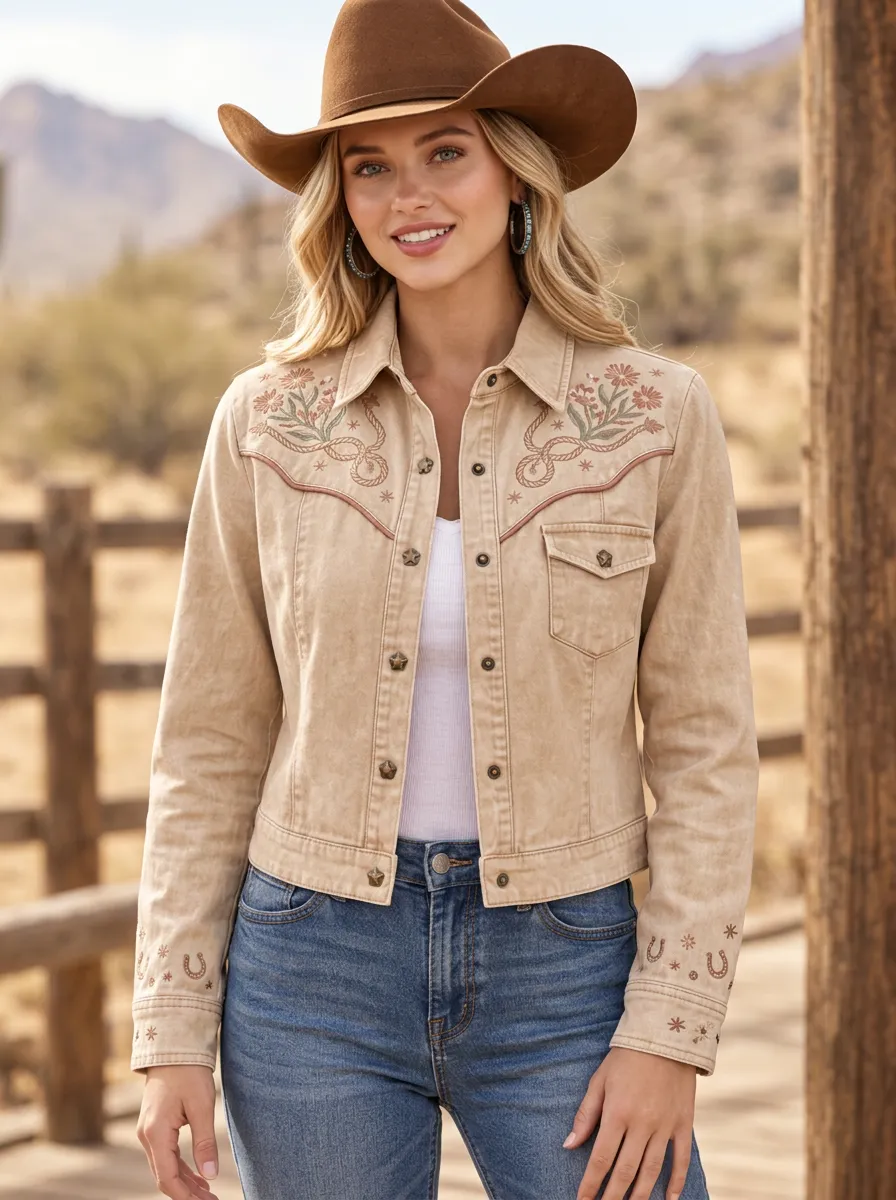 Canyon Horseshoe Horse Floral Prairie Look Women's Western Jacket