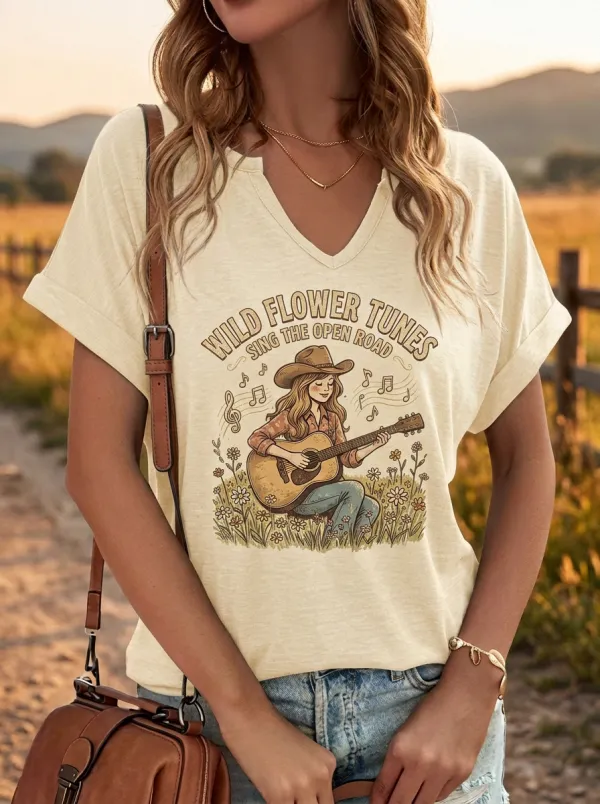Western Guitar Country Music Graphic T-Shirt
