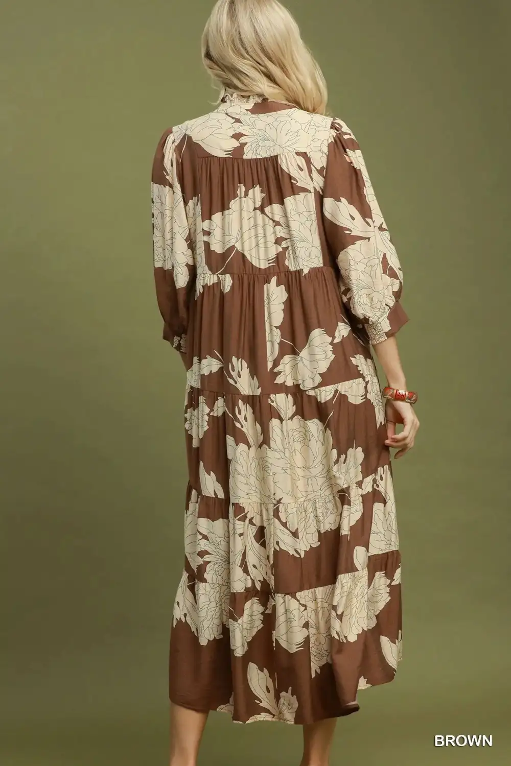 Classic Floral Smocked Tiered Ruffle Detail Dress