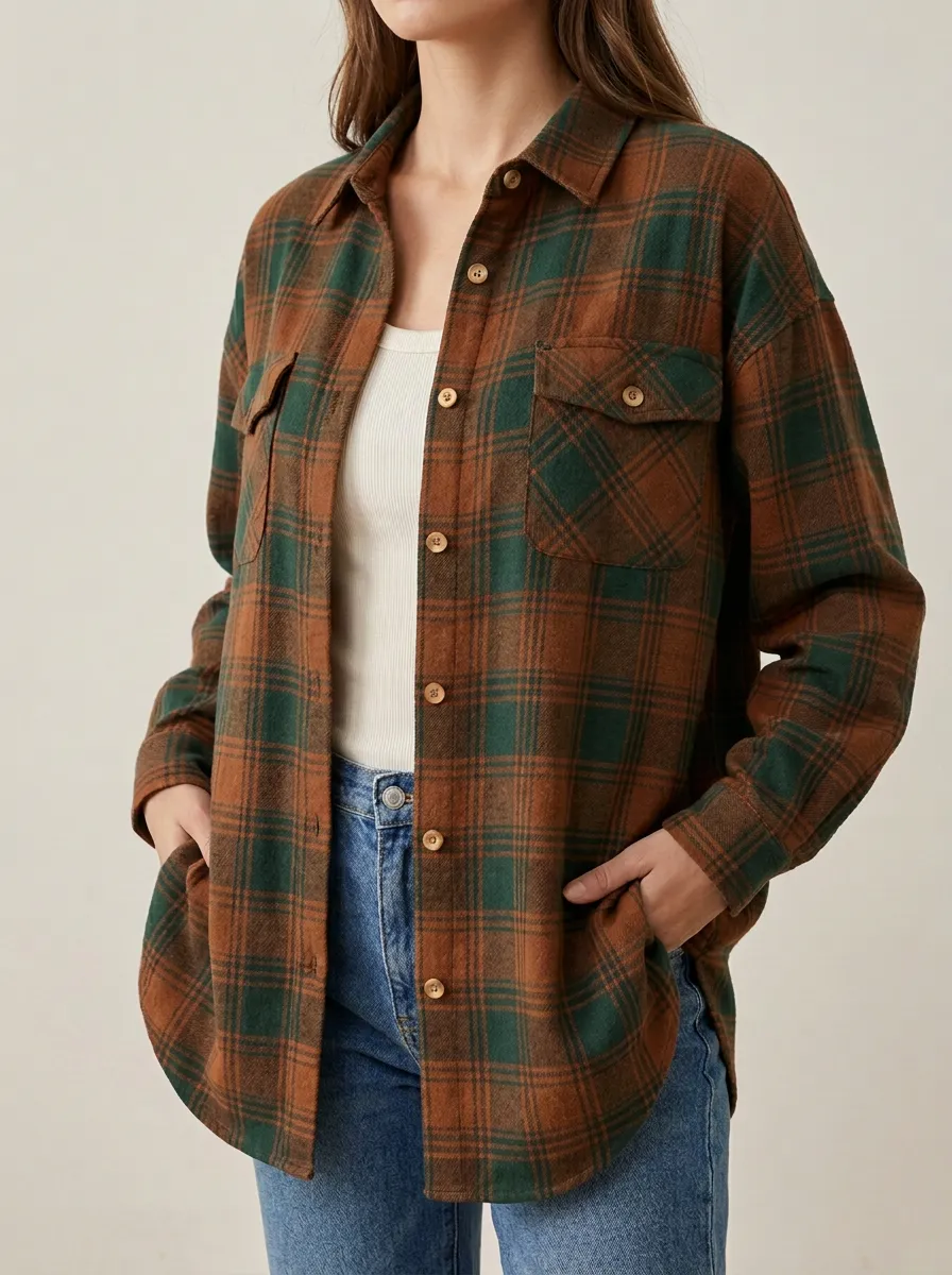 Classic Plaid Flannel Plaid Long-Sleeve Shirt