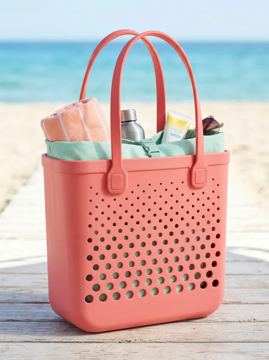 Coastal Perforated Beach Tote Bag