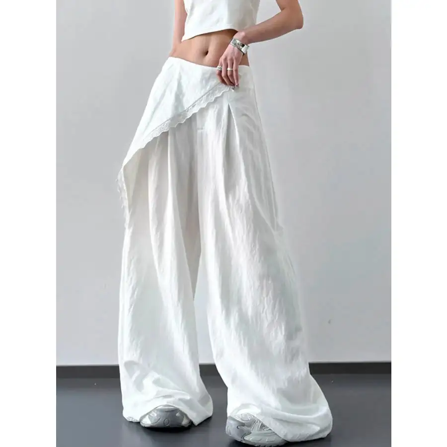 Classic Lace Detail Wide Leg Pants