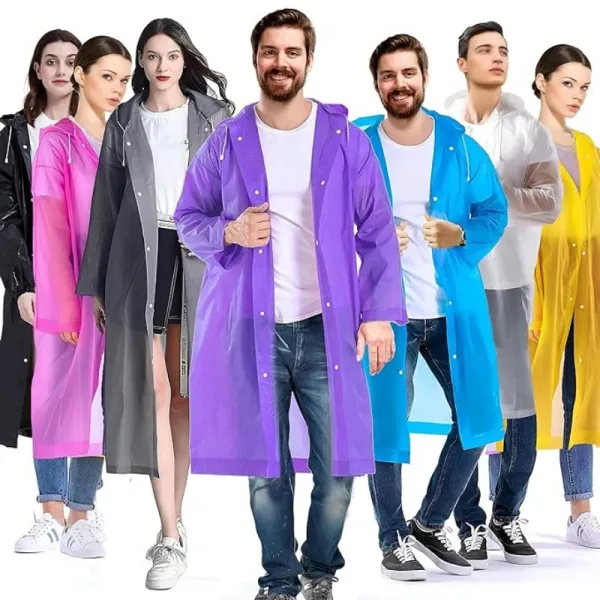 EVA Waterproof Poncho Raincoat Hooded Outdoor Water Resistant Portable Suit for Men & Women (Random, Universal Size)