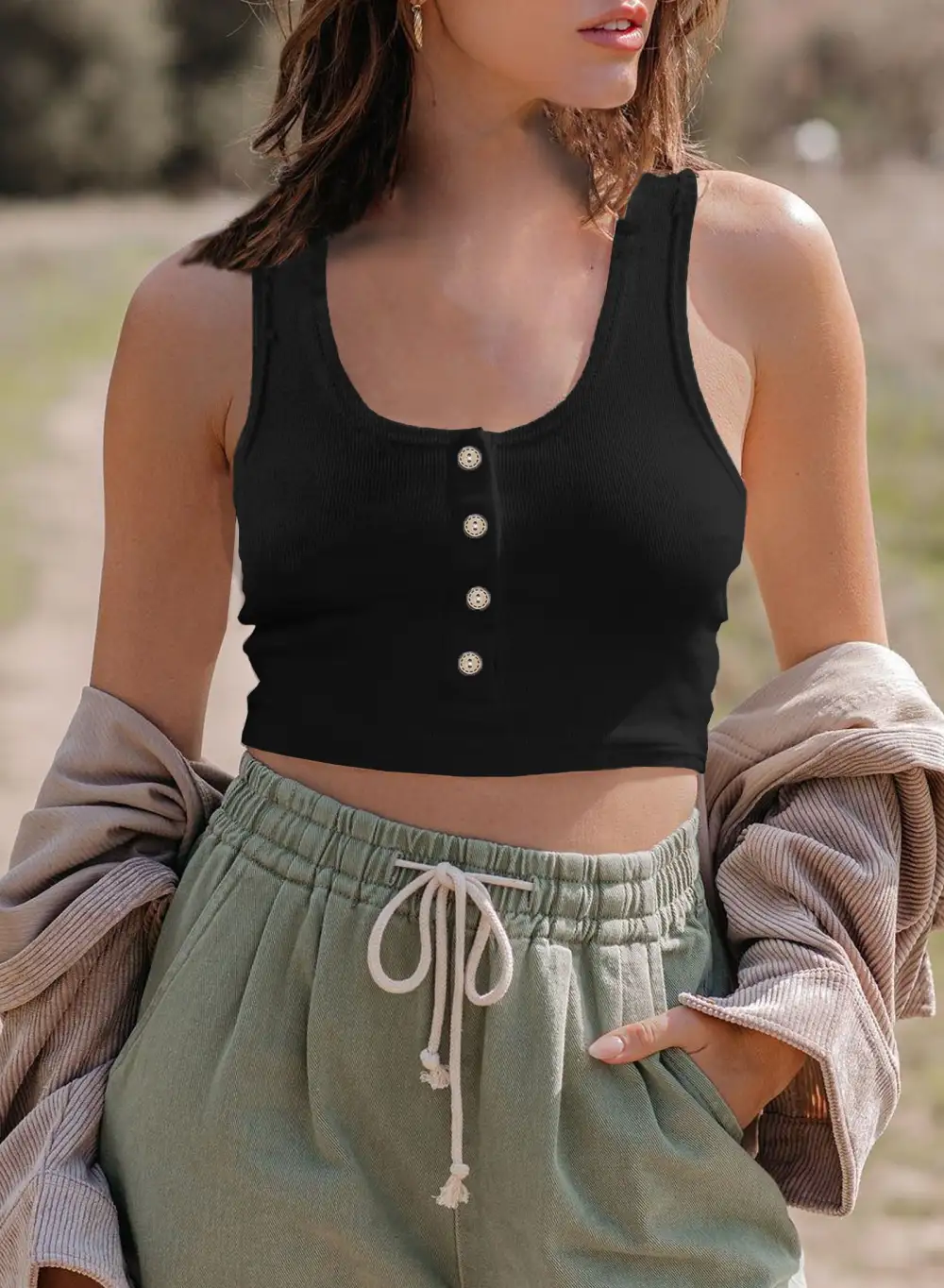 Breasted Short Tank Top