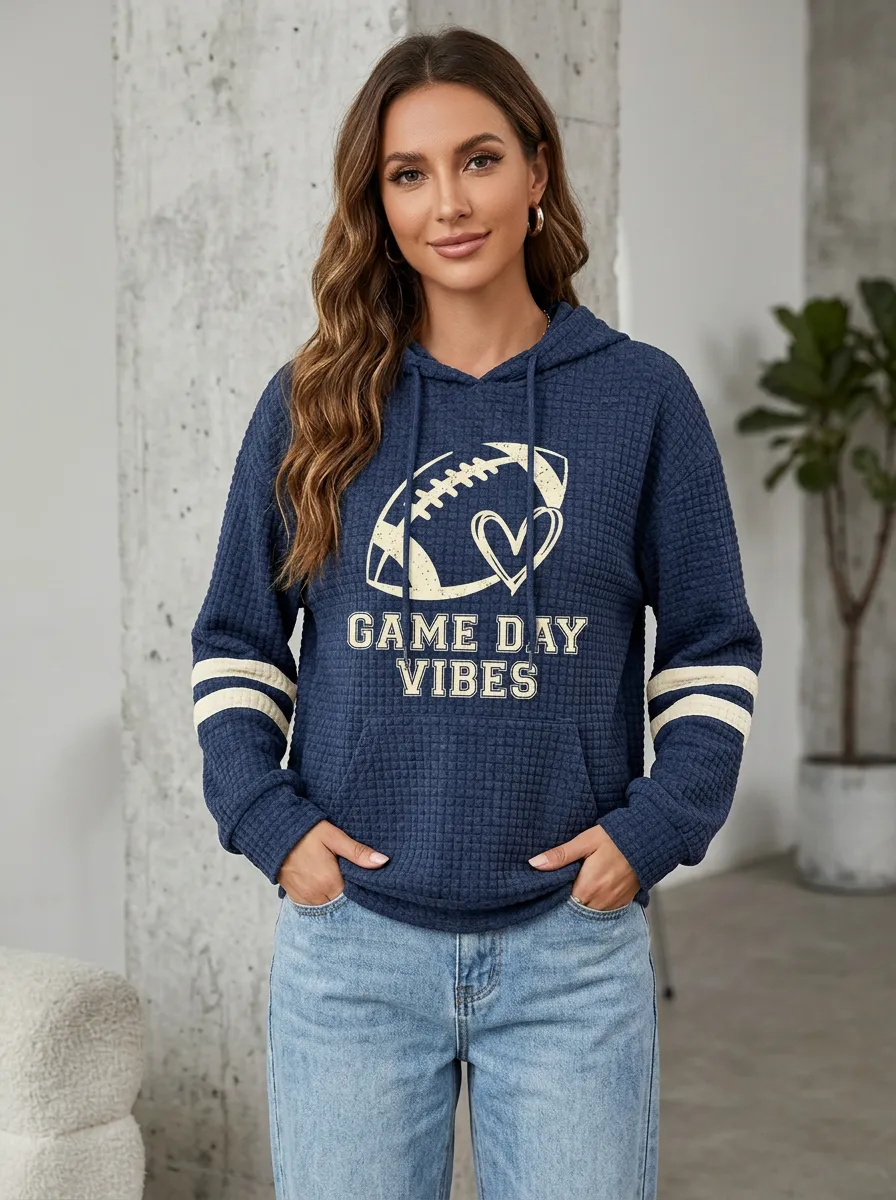 Women's Sideline Inspired Gridiron Heart Ball Love Graphic Hoodie