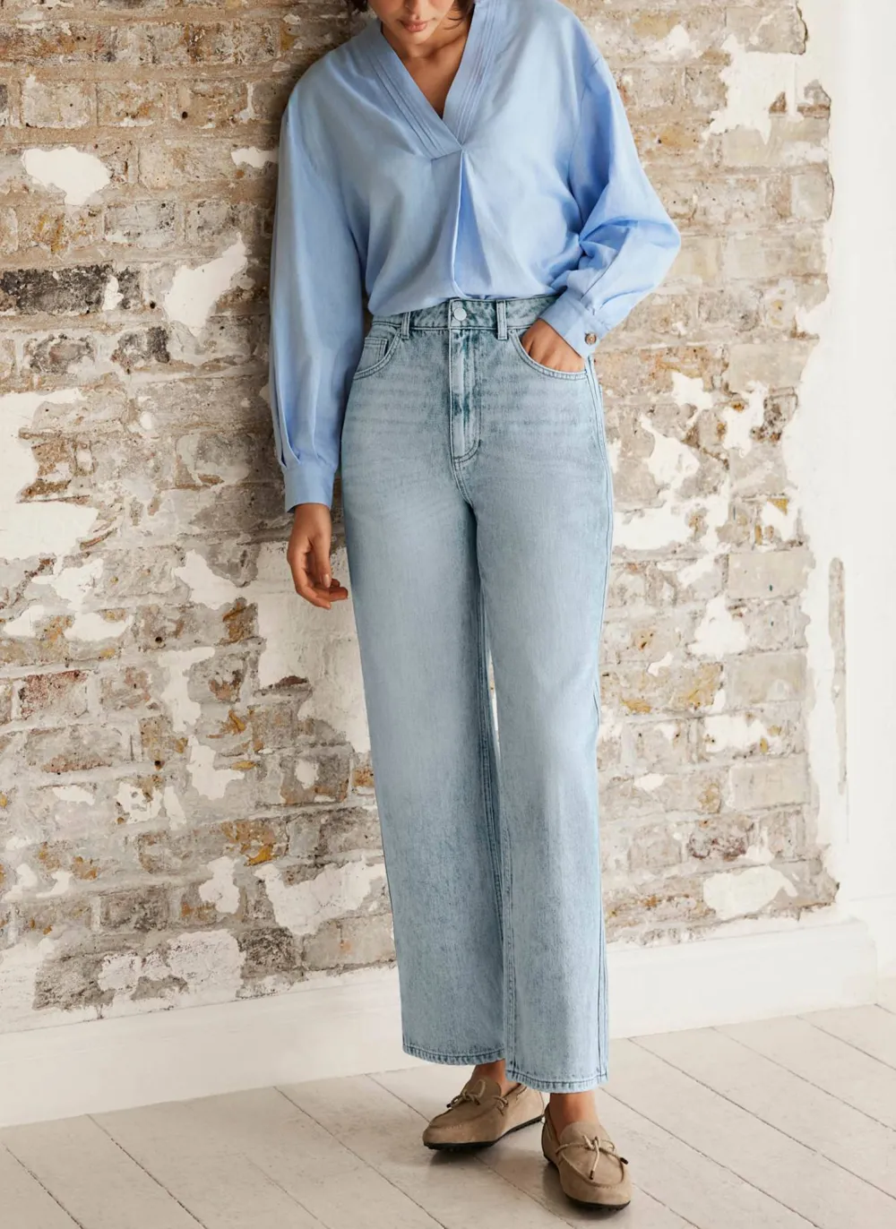 Casual Style Barrel Leg Jeans