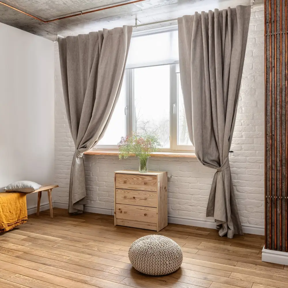 Insulated Back Tab Linen Curtain