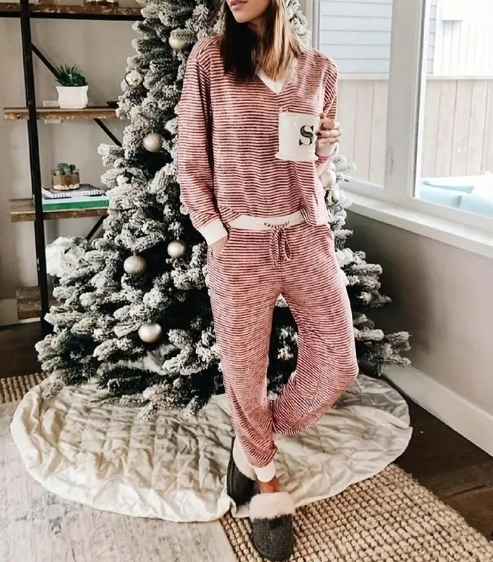 Red Striped Pajama Set