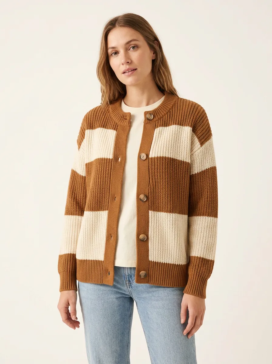 Sport Knit Rugby Striped Knit Cardigan