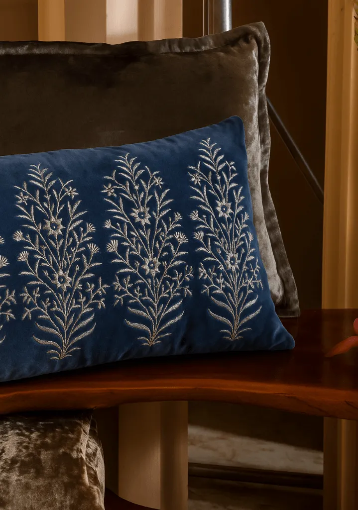 Artisan Embroidered Velvet Decorative Cushion Cover