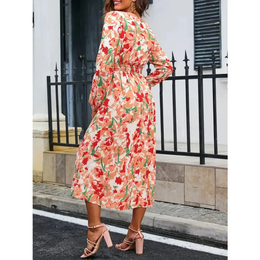 Long Sleeve Wrap Midi Dress