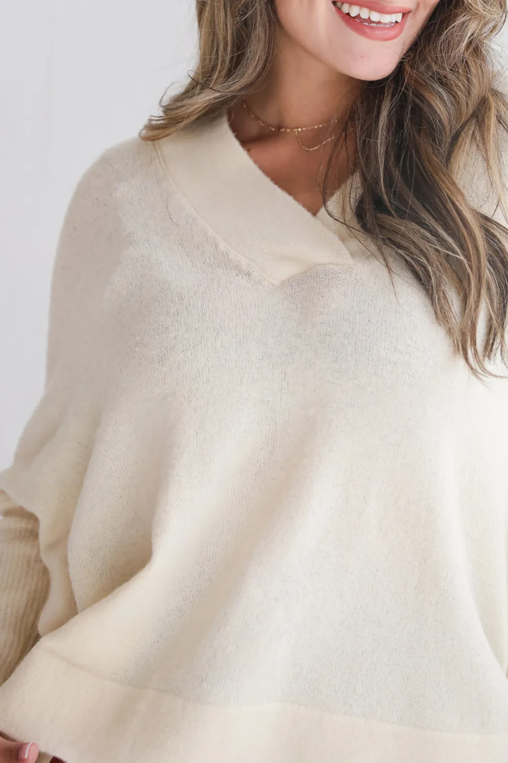 Long Dolman Sleeves Ivory Sweater