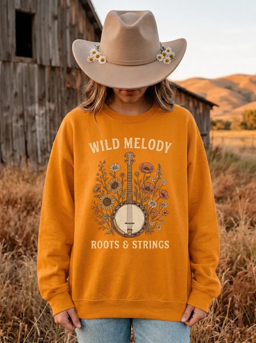 Banjo Country Music Crewneck Sweatshirt