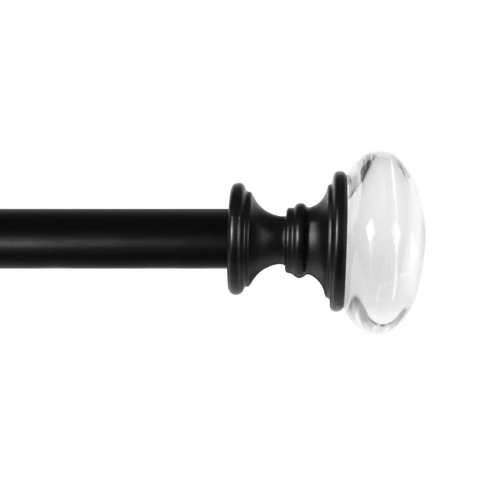 Adjustable Crystal Knob Finial Metal Curtain Rod 36 x 66-Inch