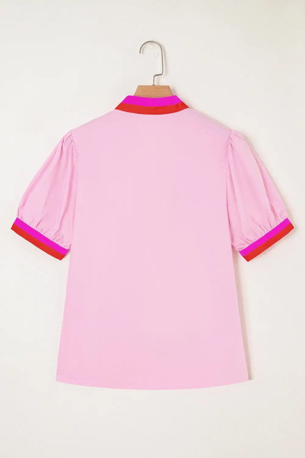 Striped V-Neck Puff Sleeve Blouse