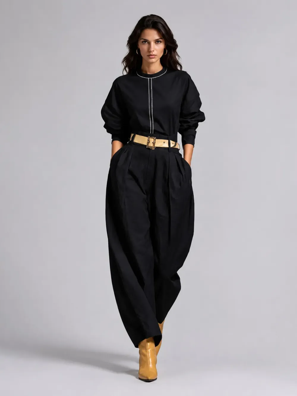 Brooklyn Simple Style Loose Long-sleeved Two Piece Set