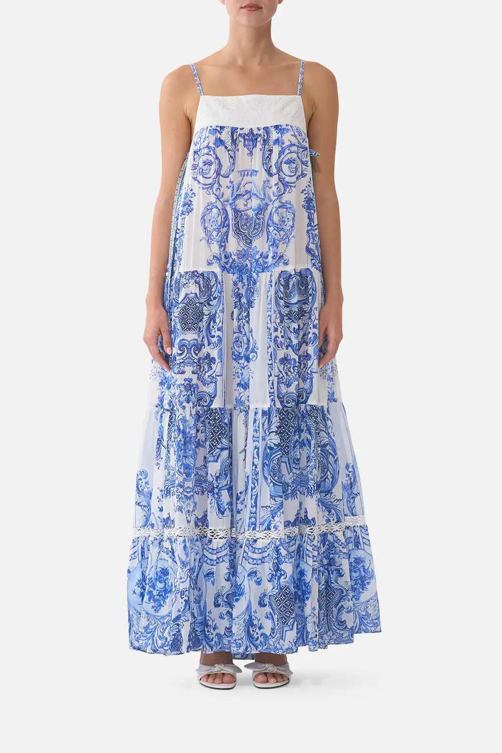 Long Tiered Dress with Bow Ties