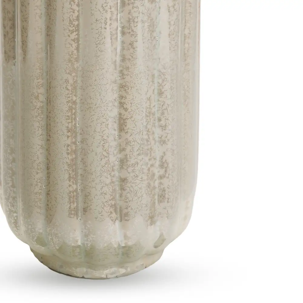 Ivory Tall Ribbed Vase