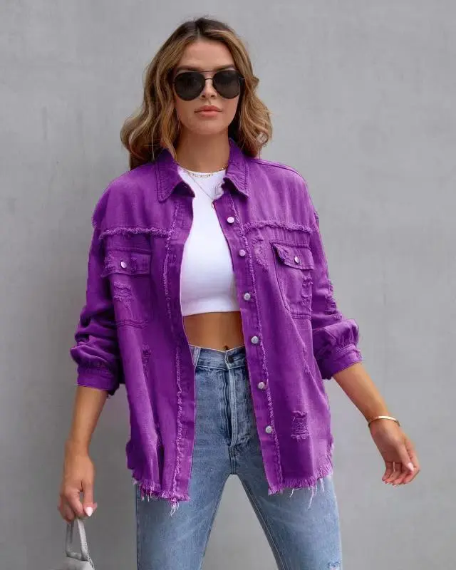 Distressed Shirt Style Jacket