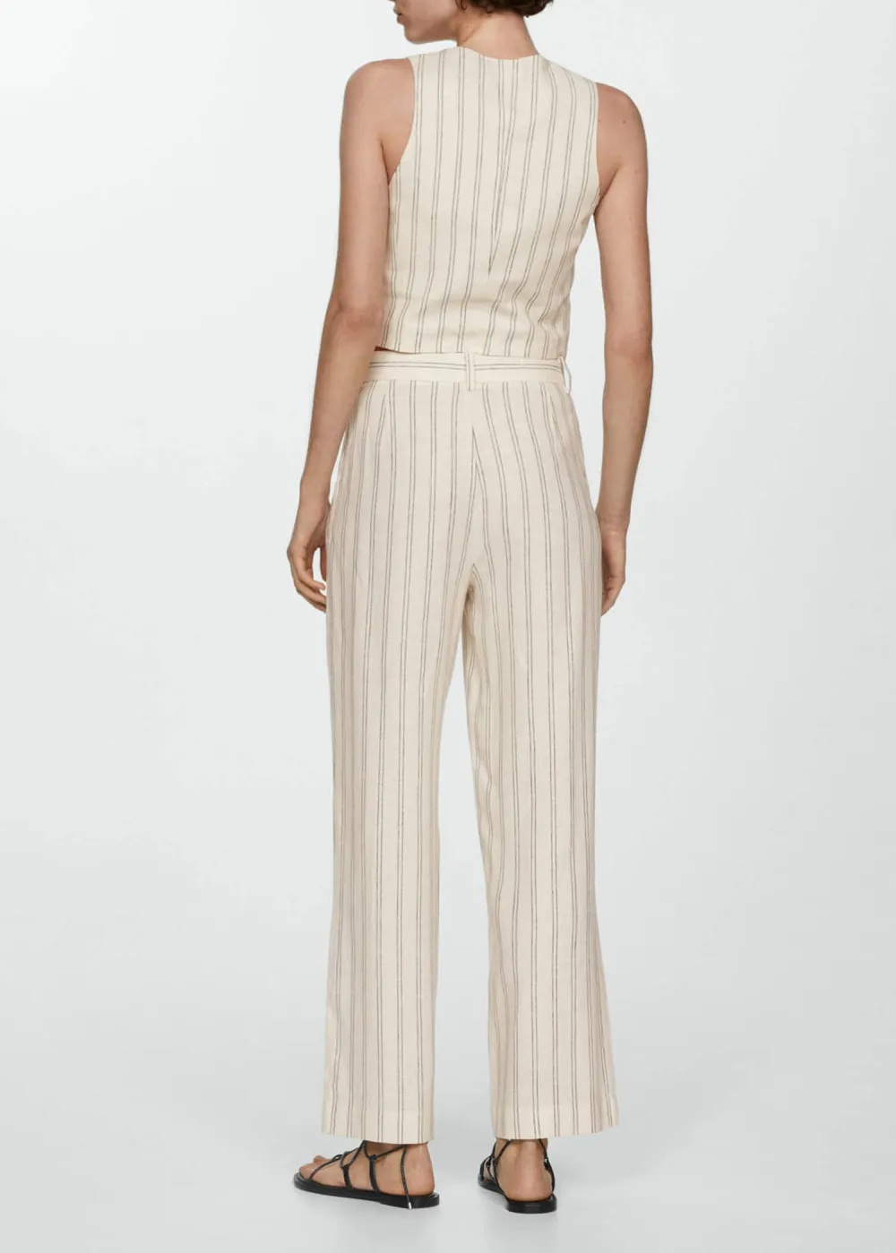 Striped Linen-Blend Pants