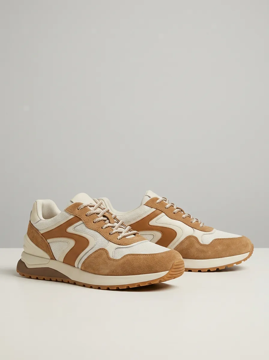 Men's Casual Minimalist Suede Mesh Print Sneakers