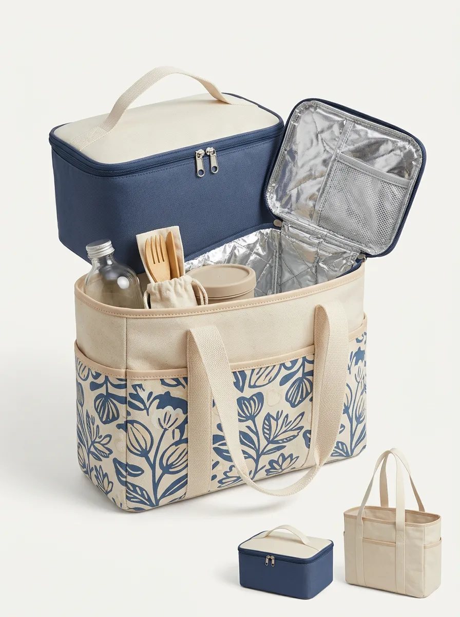 Picnic Lover Blue Floral Printed Insulated Cooler Bag