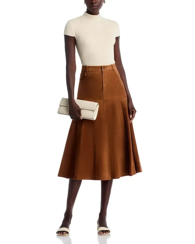 Suede Leather Belt Loop Skirt