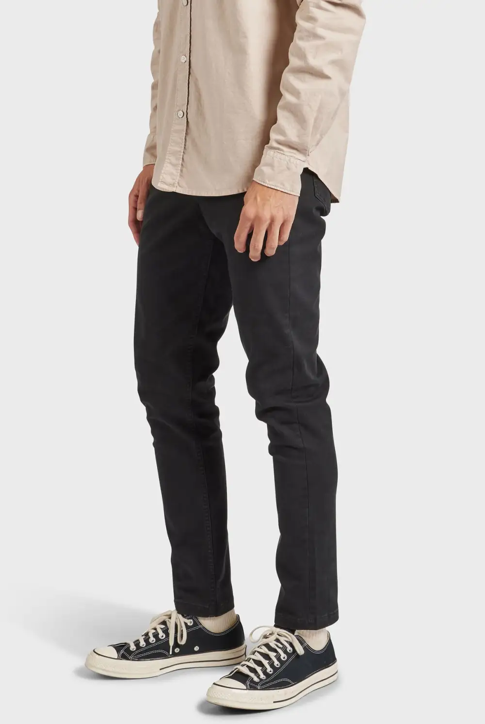 Relaxed Tapered Cotton Twill Casual Trousers