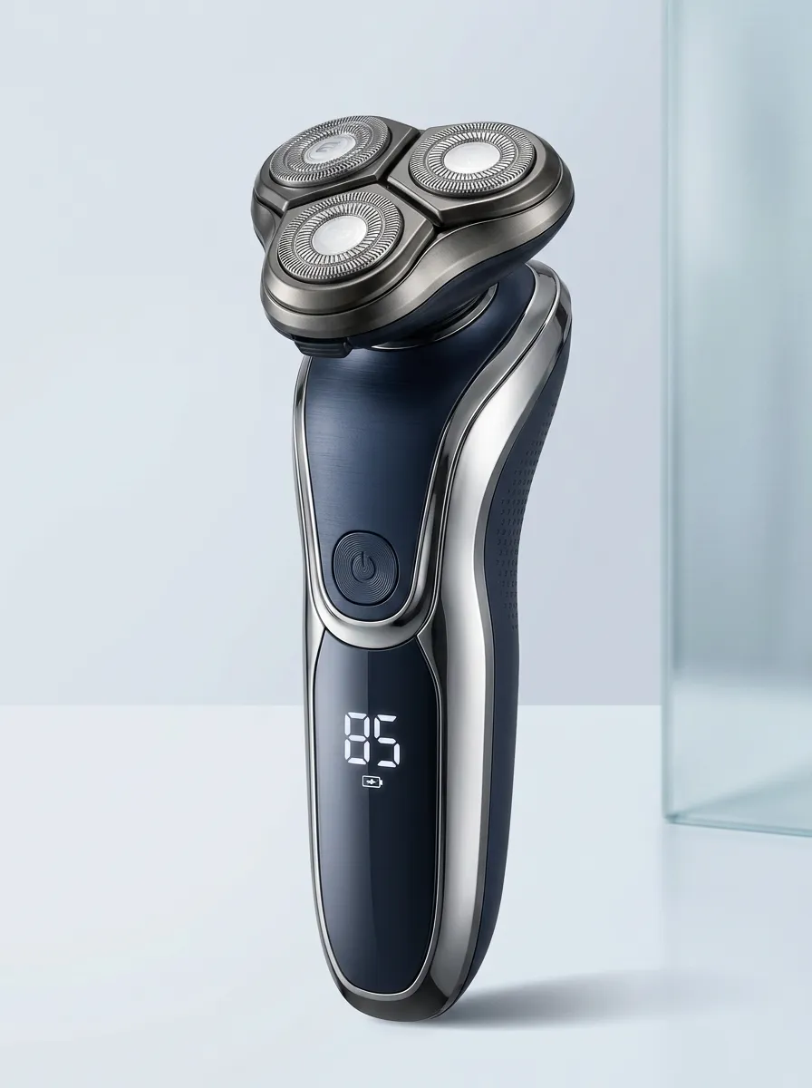 Rotary Triple-Head Digital Display Electric Shaver for At-Home Shaving