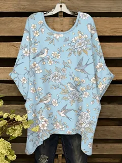 Bird Nature Women's Loose Printed T-Shirt