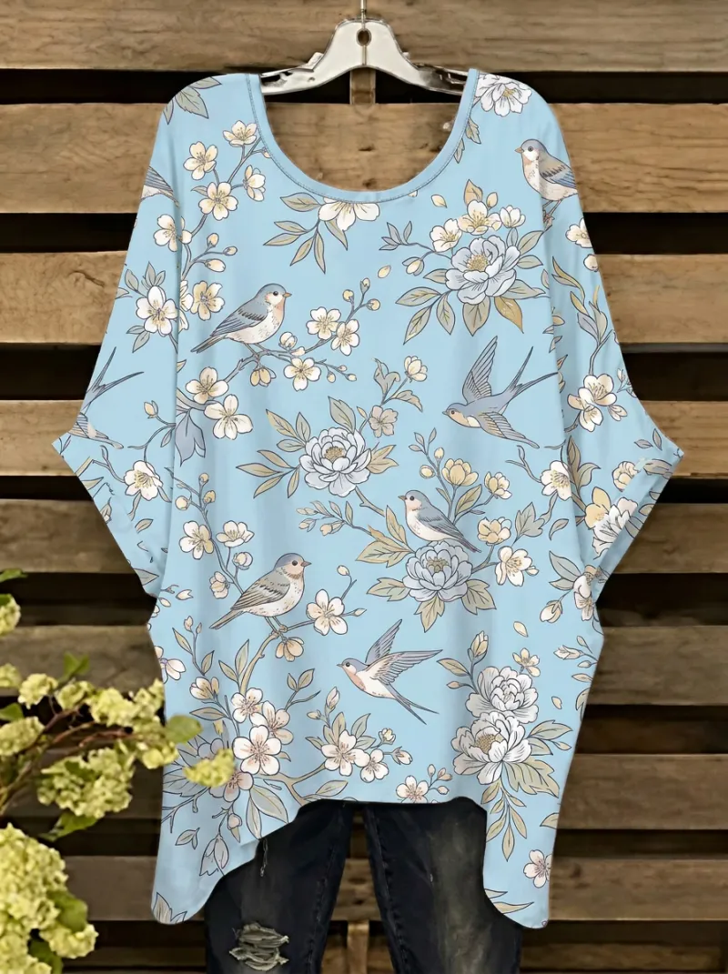 Bird Nature Women's Loose Printed T-Shirt