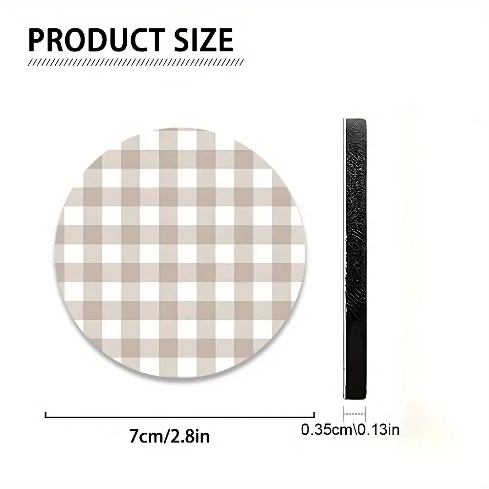 Gingham Car Cup Holder Pads