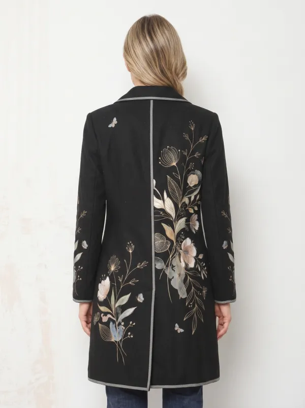 Women's Botanical Butterfly Printed Long Blazer Coat