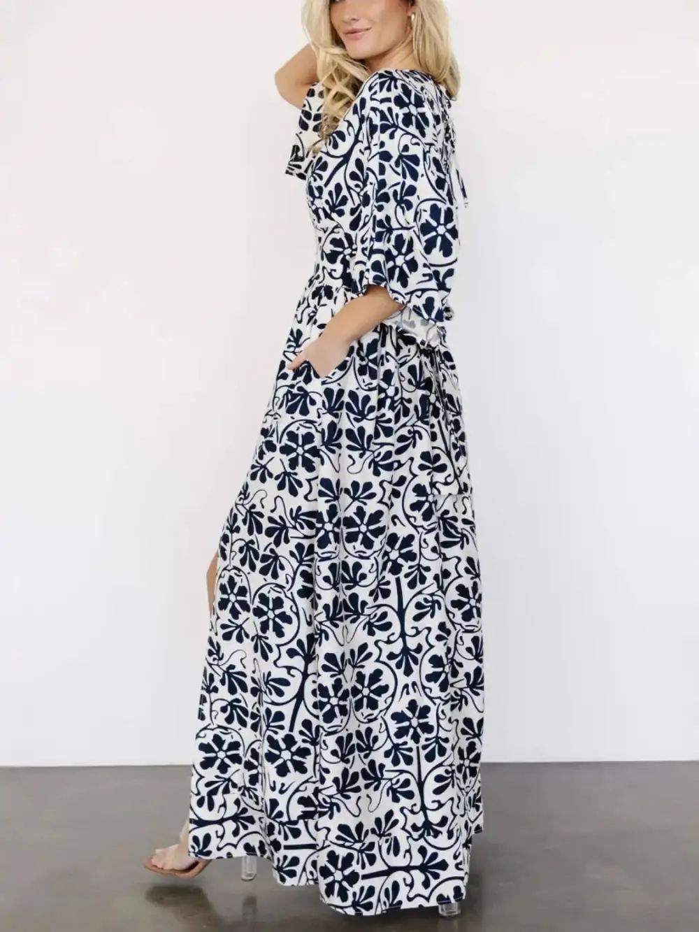 Printed Tie Waist Dress