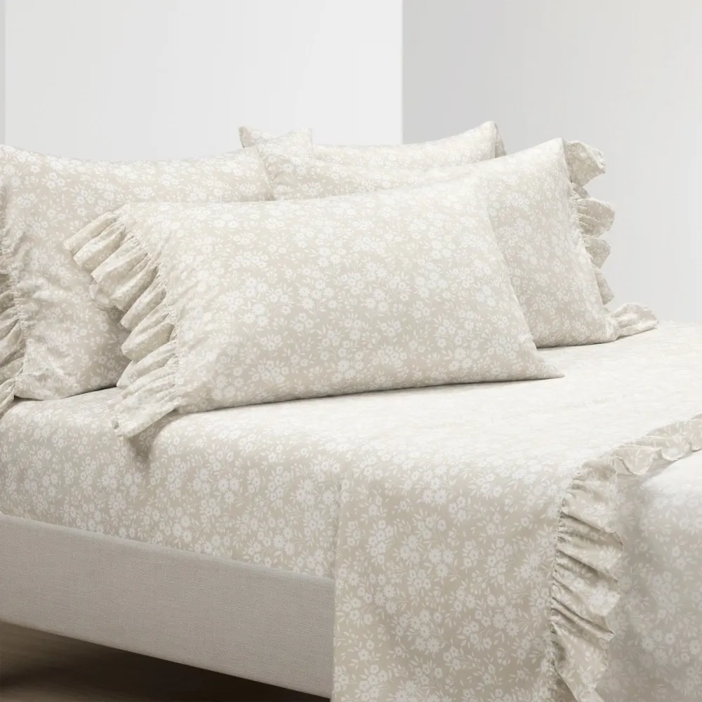 Floral Ruffled Garden Sheet Bedding Set