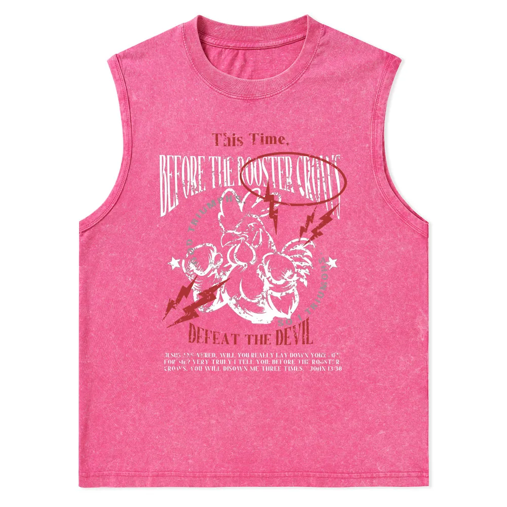 Defeat The Devil Christian Washed Tank Top