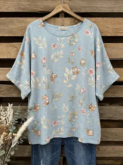 Fox Owl Women's Loose Printed T-Shirt