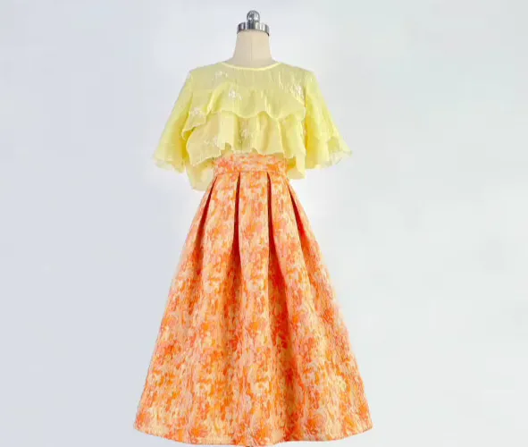 Polished Picnic High Waist Skirt