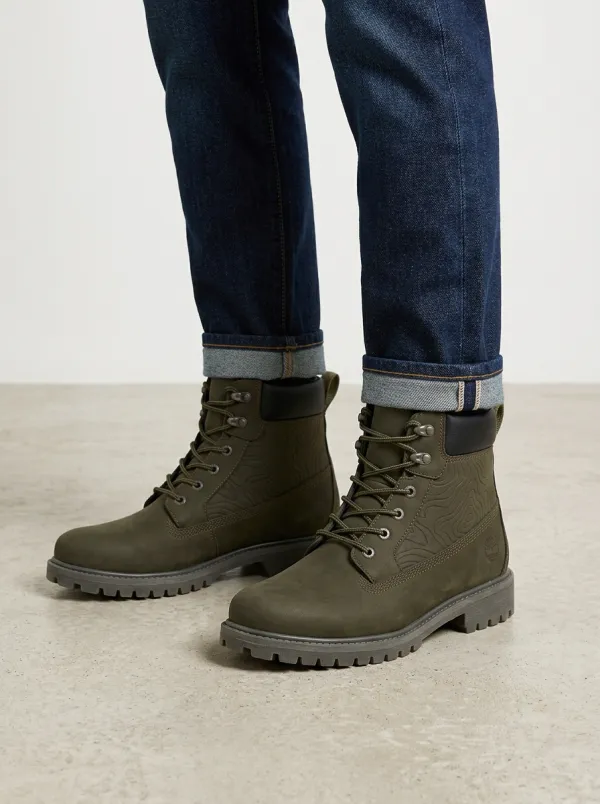 Unisex Classic Outdoor Enthusiast Topographic Map Print Work Boots