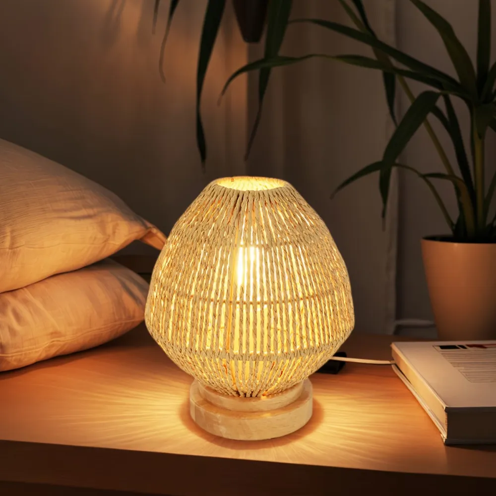 Rustic Rattan Accent Lamp