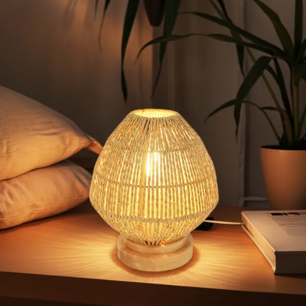 Rustic Rattan Accent Lamp