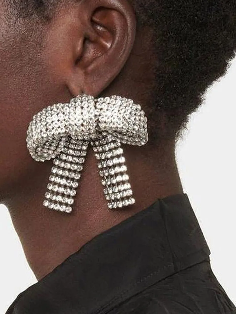 Clara Crystal-embellished Bow Earrings