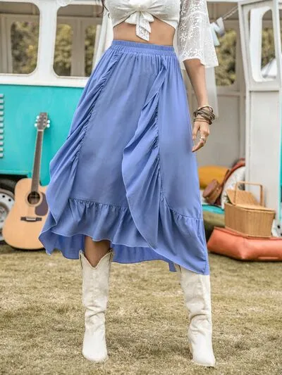 High Waist Ruffle Dropship Skirt
