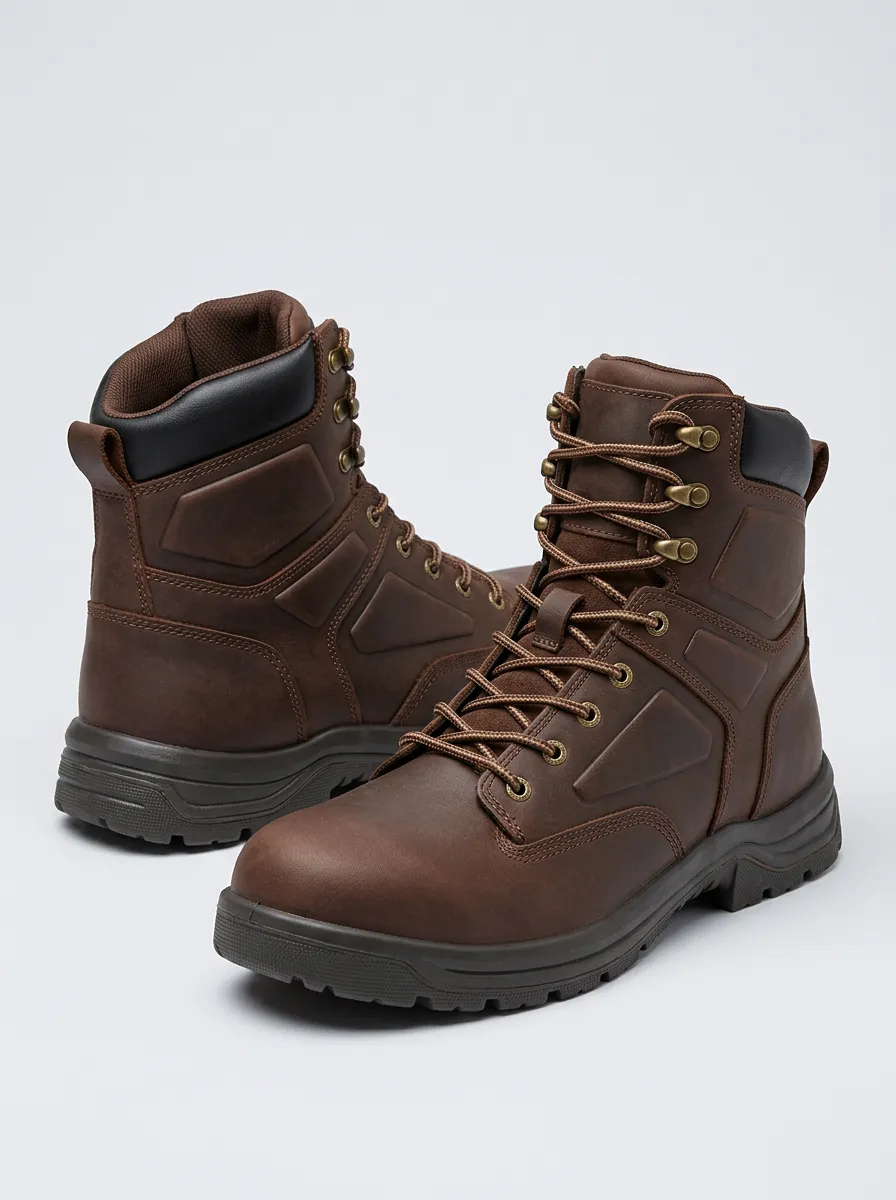 Unisex Everyday Leather Tactical Print Work Boots