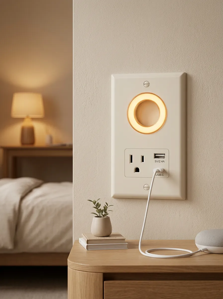 Home Decor Bedroom Night Light Warm Ring LED Outlet Cover
